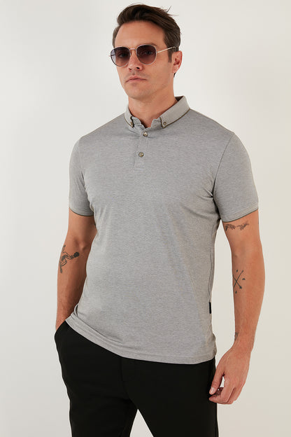 Buratti Pamuklu Slim Fit Erkek Polo T Shirt 646R1000 Küf-Beyaz