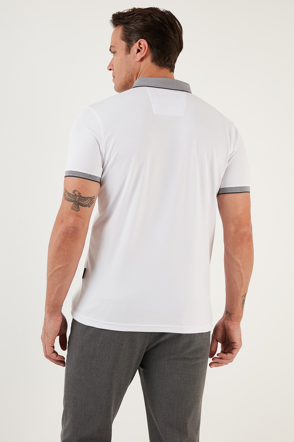 Buratti Pamuklu Slim Fit Erkek Polo T Shirt 646R4560 BEYAZ-ANTRASİT