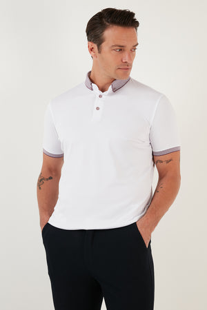 Buratti Pamuklu Slim Fit Erkek Polo T Shirt 646R4560 Beyaz-Lila