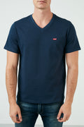 Levi's Marka Logolu V Yaka % 100 Pamuk Erkek T Shirt 85641-0017 LACİVERT