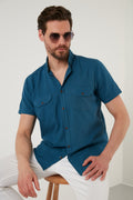 Buratti Düğmeli Yaka % 100 Pamuk Slim Fit Cepli Erkek Gömlek CF21S111153 İNDİGO