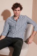 Buratti Pamuklu Çizgili Slim Fit Erkek Gömlek CF23S114294 HAKİ