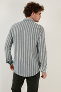 Buratti Pamuklu Çizgili Slim Fit Erkek Gömlek CF23S114294 HAKİ