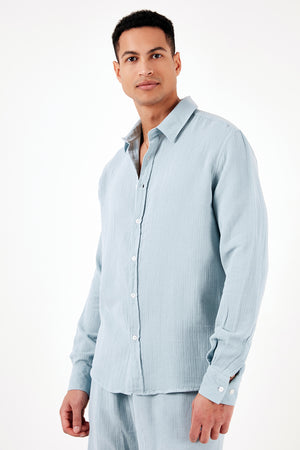 Buratti % 100 Pamuk Regular Fit Erkek Gömlek CF24S127804 AQUA