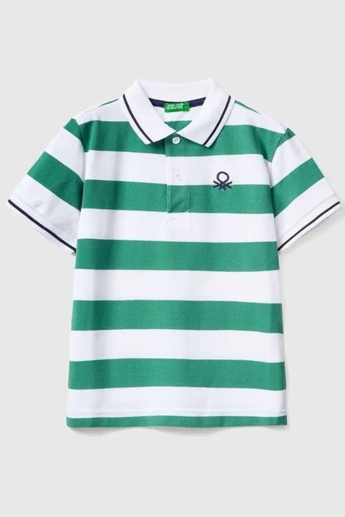 United Colors Of Benetton Çizgili % 100 Pamuk Erkek Çocuk Polo T Shirt 347BC300T YEŞİL