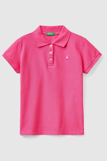 United Colors Of Benetton Pamuklu Kız Çocuk Polo T Shirt 3WG9C300O FUŞYA