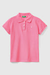 United Colors Of Benetton Pamuklu Kız Çocuk Polo T Shirt 3WG9C300O AÇIK PEMBE