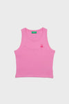 United Colors Of Benetton Logolu Bisiklet Yaka Kolsuz Kız Çocuk T Shirt BNTG20484 PEMBE