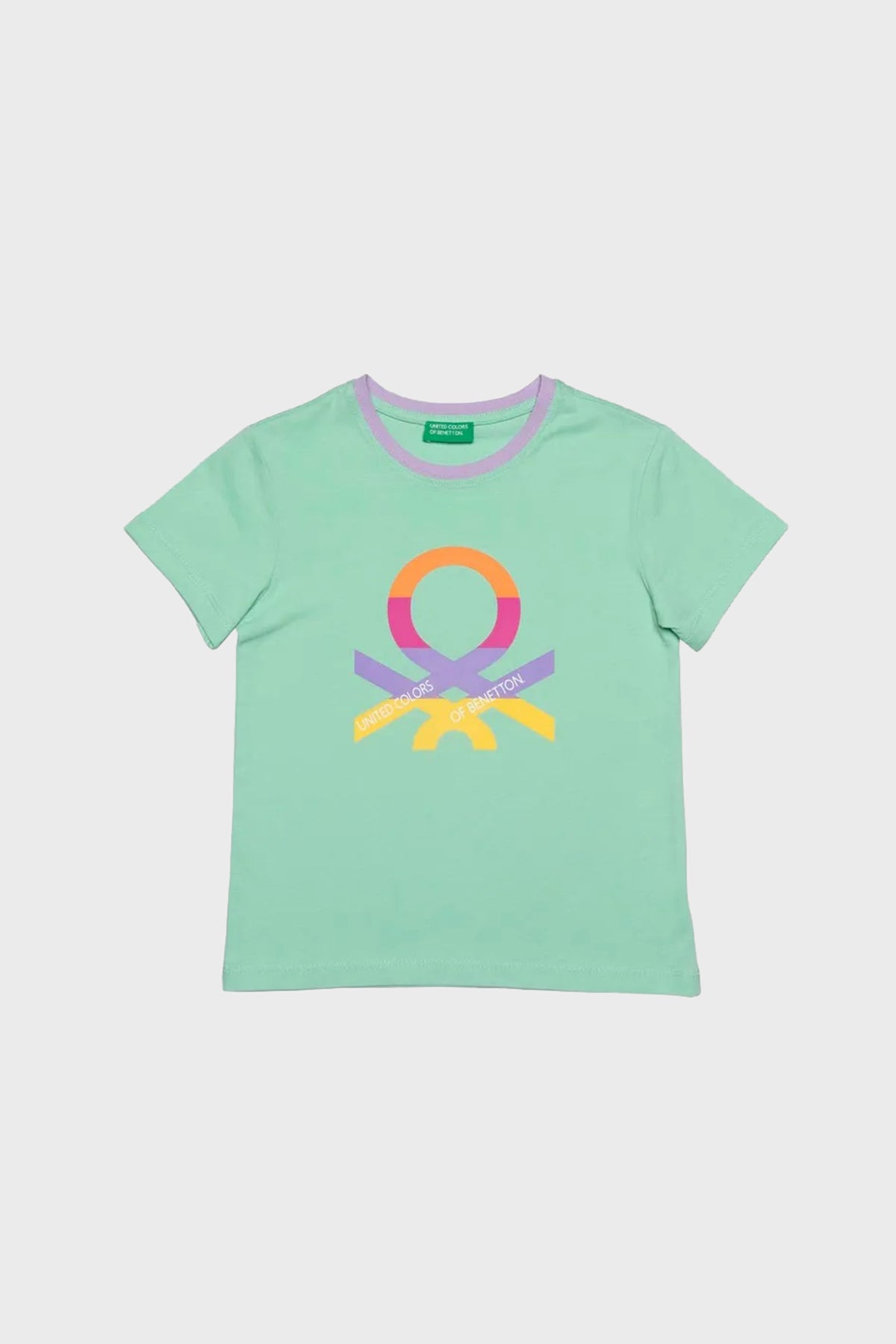 United Colors Of Benetton Bisiklet Yaka Pamuklu Kız Çocuk T Shirt BNTG20495 MİNT