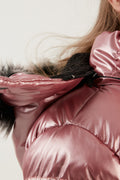 Lela Peluş Astarlı Yakası Suni Kürklü Çıkarılabilir Kapüşonlu Kışlık Kız Çocuk Mont 5761908 PEMBE